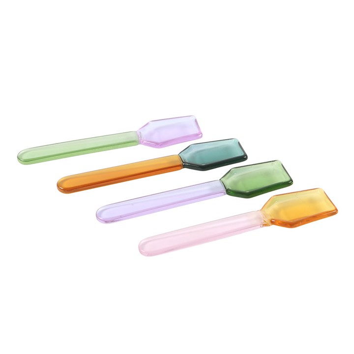 Set of 3 Pastel Glass Dessert Spoons