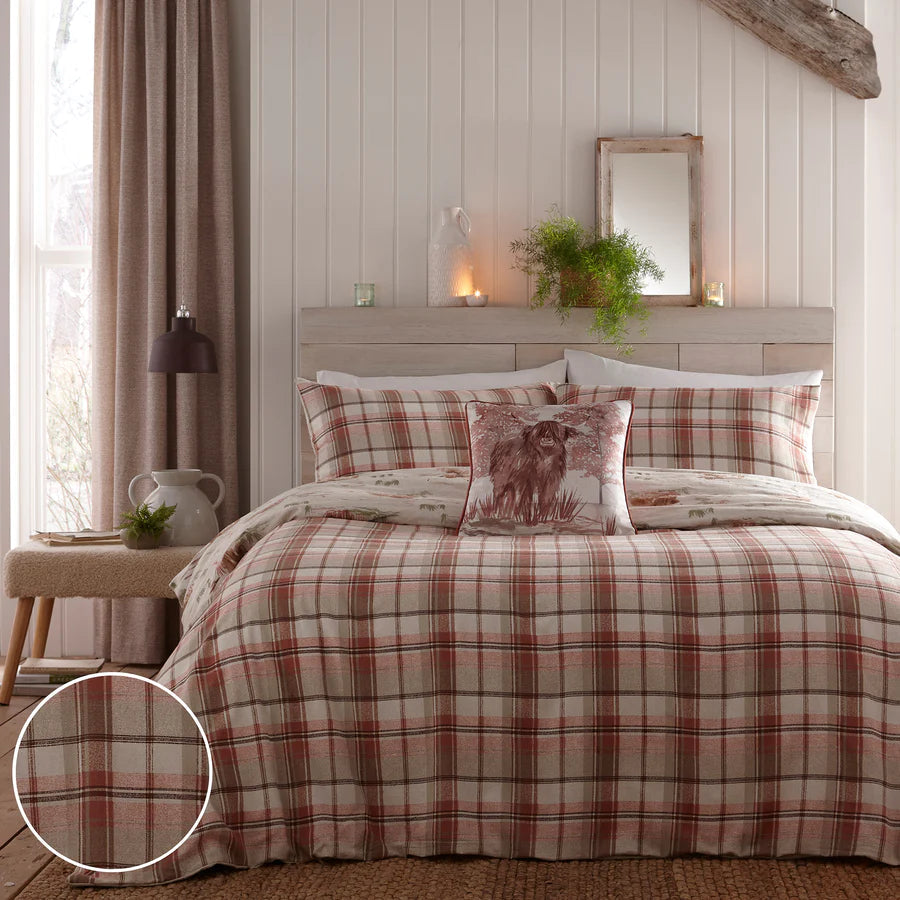 100% Cotton Terracotta Hanson Highland Cow Duvet Cover