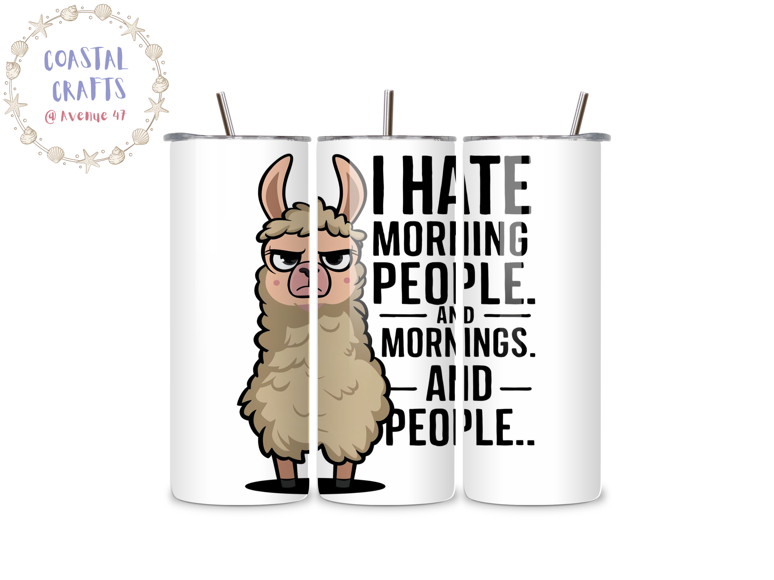 20oz Stainless Steel Skinny Tumbler - I Hate Morning People