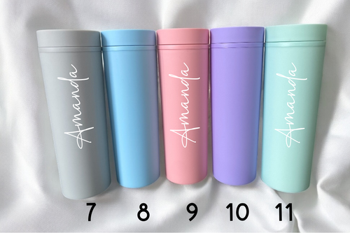 16oz Skinny Tumbler with Lid & Straw | BPA-Free Double Wall Acrylic Cup | 15 Colour Options
