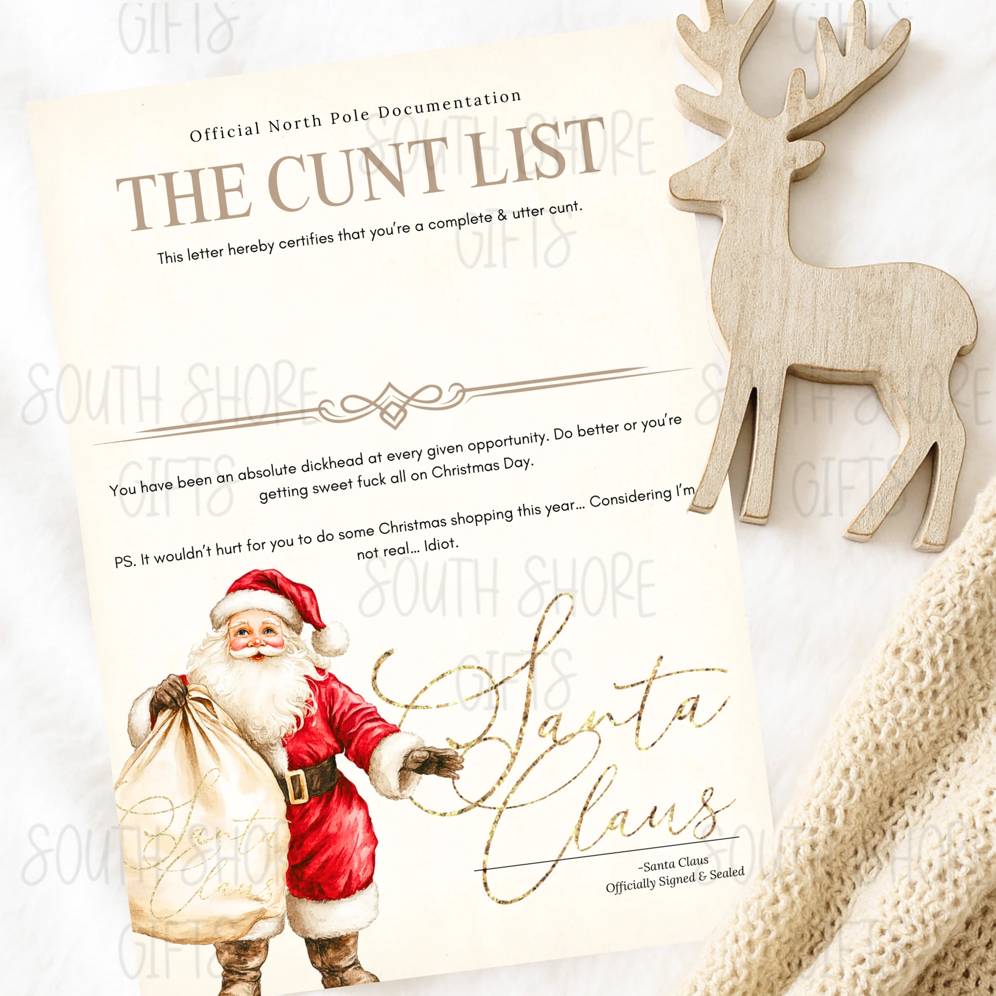 Personalised “C* List” Certificate**  & Matching Envelope