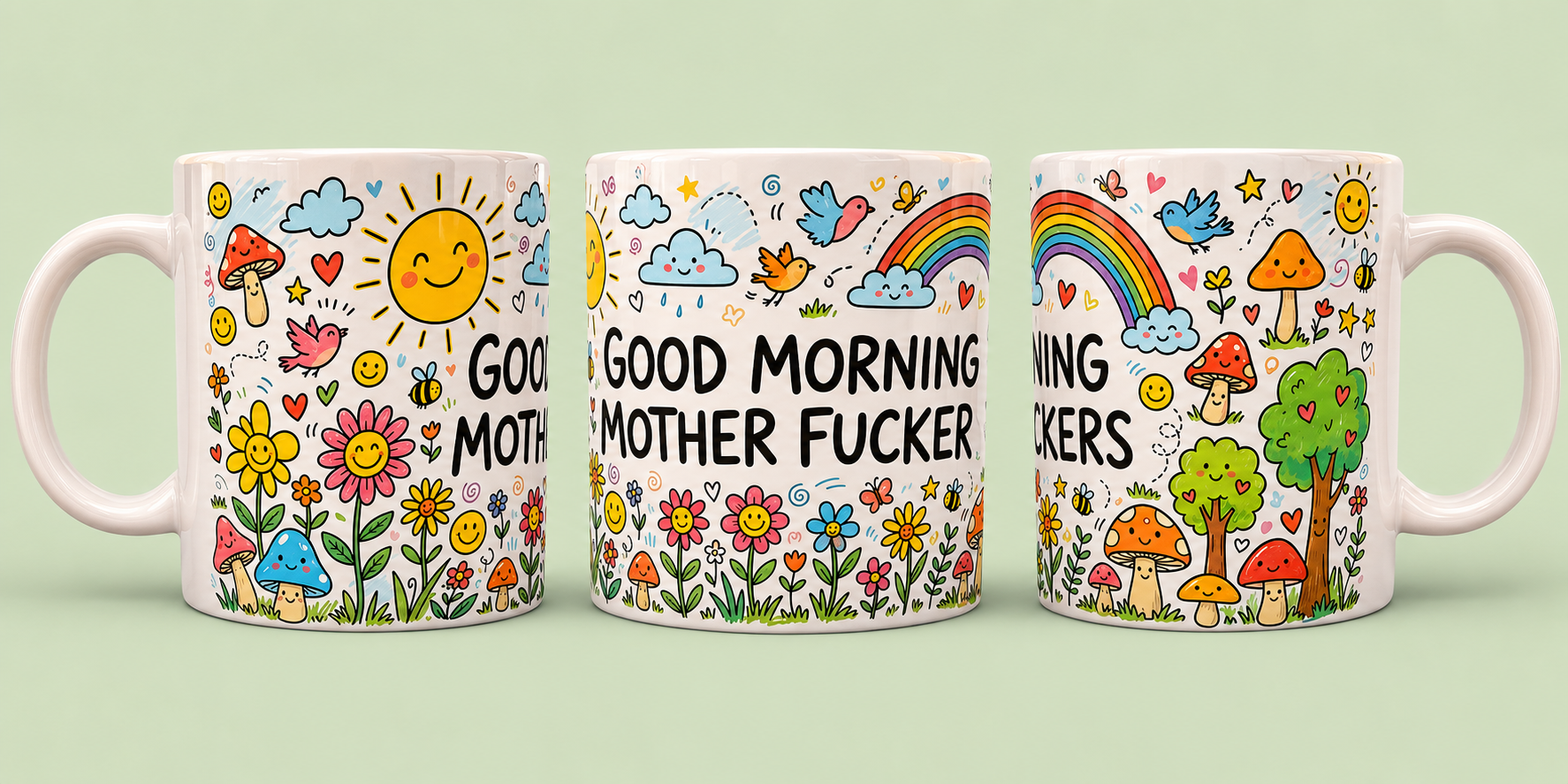 Good Morning Mother F**ker Mug | 11oz Ceramic Mug | Funny Rude Gift | Full Wrap Design