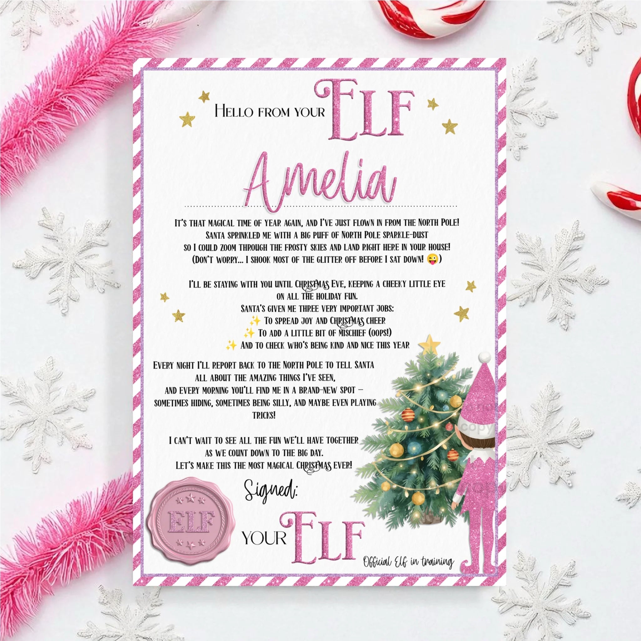 Elf Arrival Letters and Matching Envelopes - 3 Colours