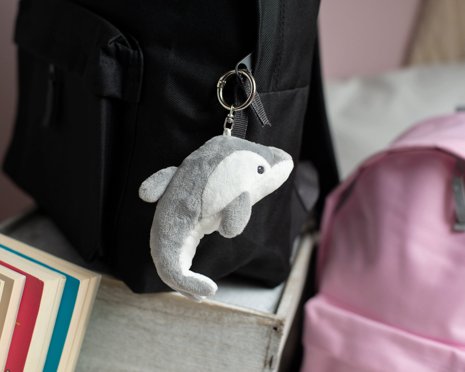 Plush Dolphin Keyring – Cute Soft Toy Bag Charm