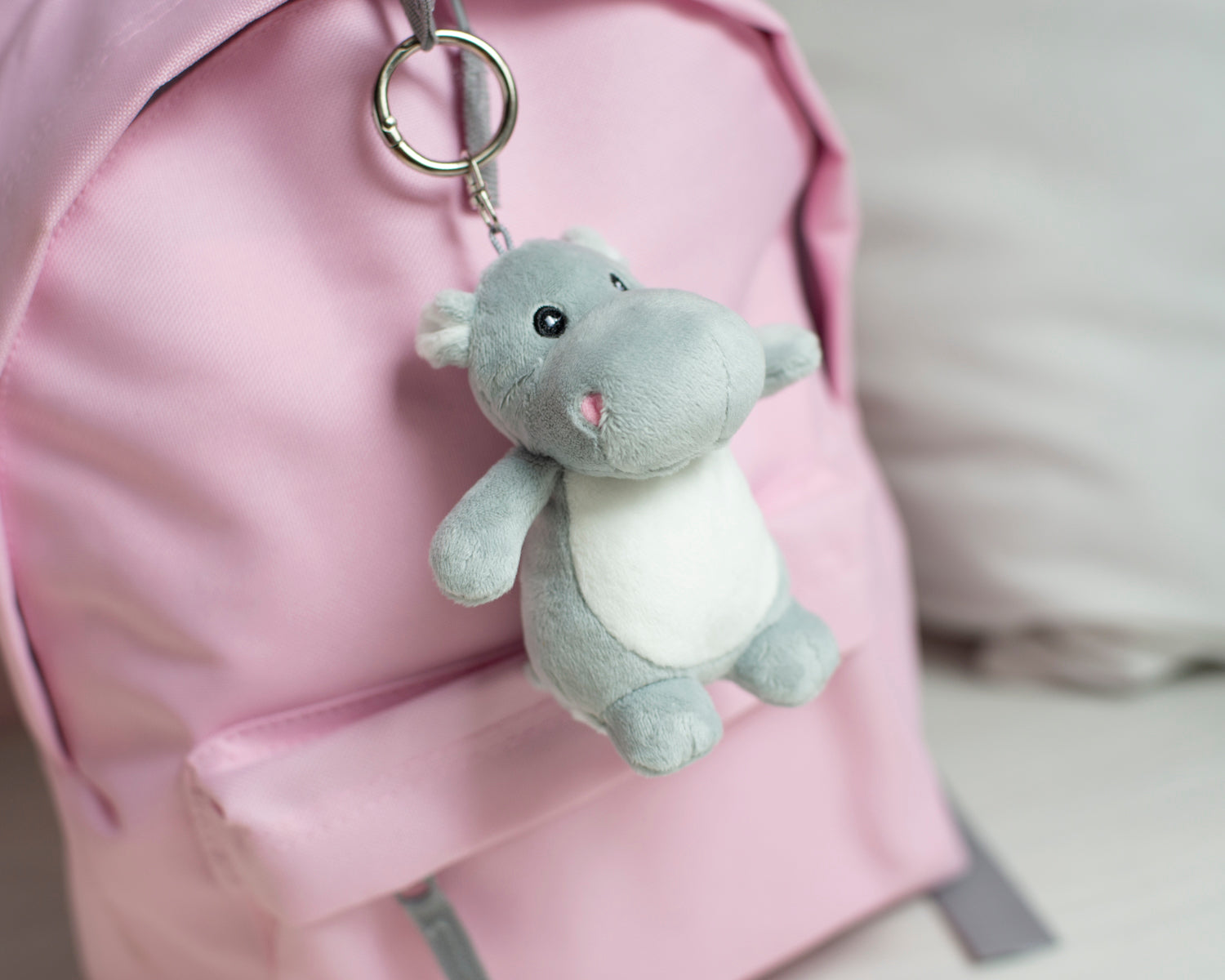Plush Hippo Keyring – Cute Soft Toy Bag Charm