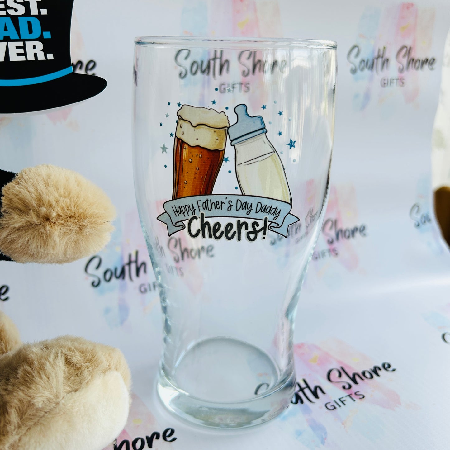 Best Dad Ever Gift Set – Teddy Bear & Pint Glass - 3 Designs