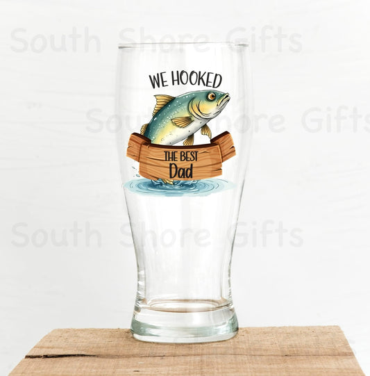 “We/ I Hooked the Best” Beer Glass