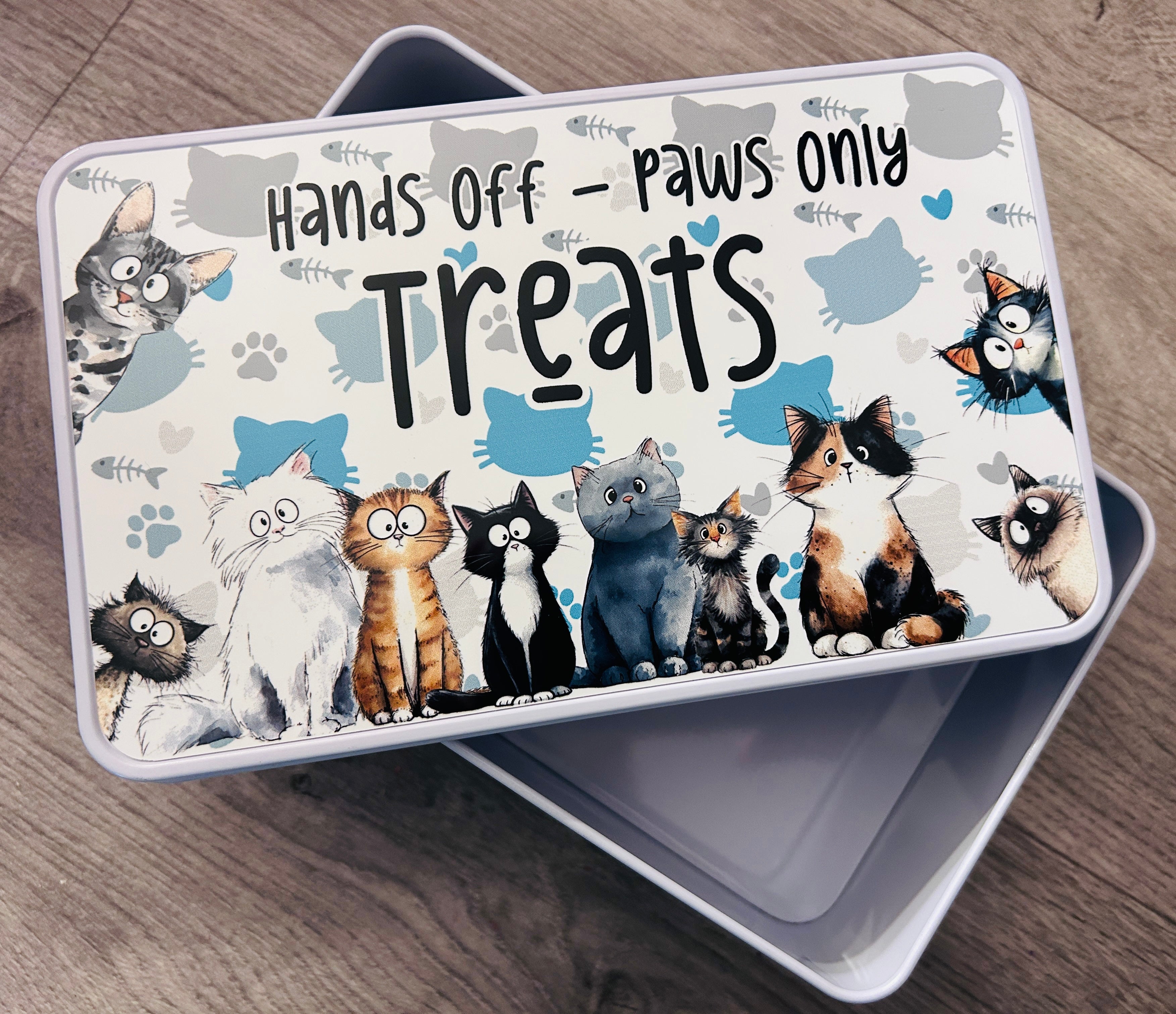🐱 Cat Treats Tin – “Hands Off, Paws Only”