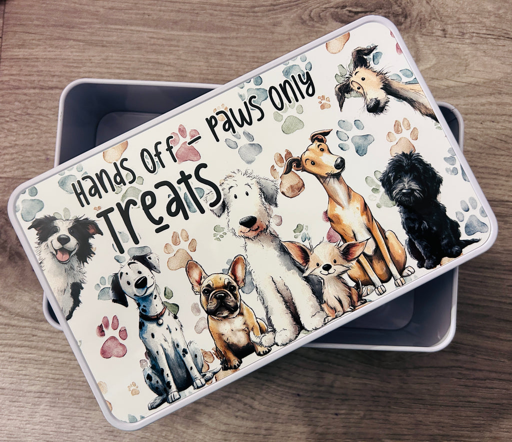 🐶 Dog Treats Tin – “Hands Off, Paws Only”