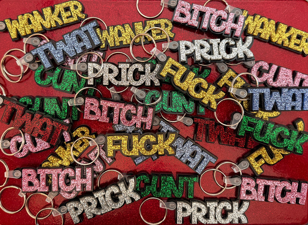 Glitter 3D Sweary Keyrings - FREE POSTAGE