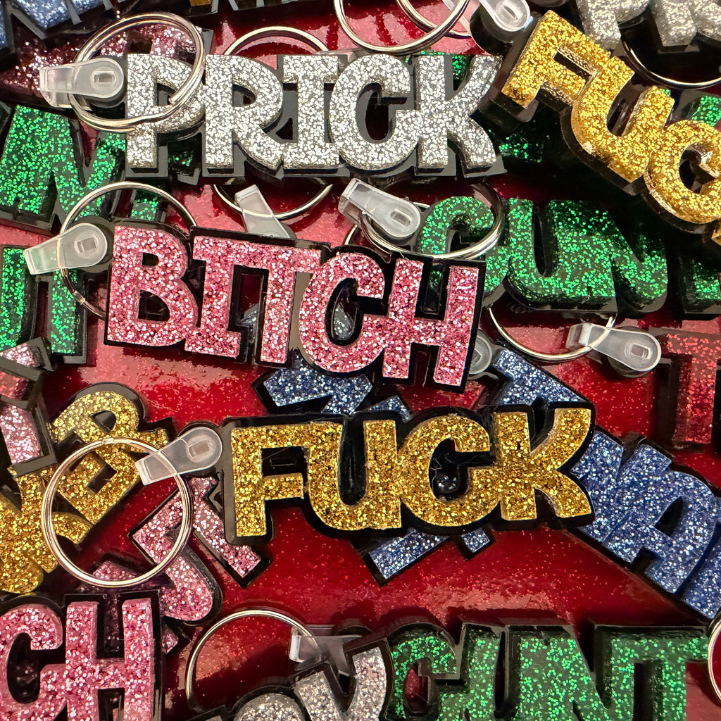 Glitter 3D Sweary Keyrings - FREE POSTAGE