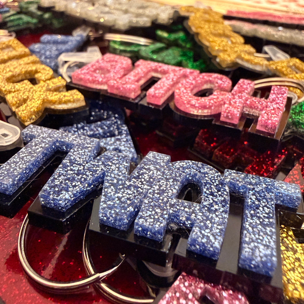 Glitter 3D Sweary Keyrings - FREE POSTAGE
