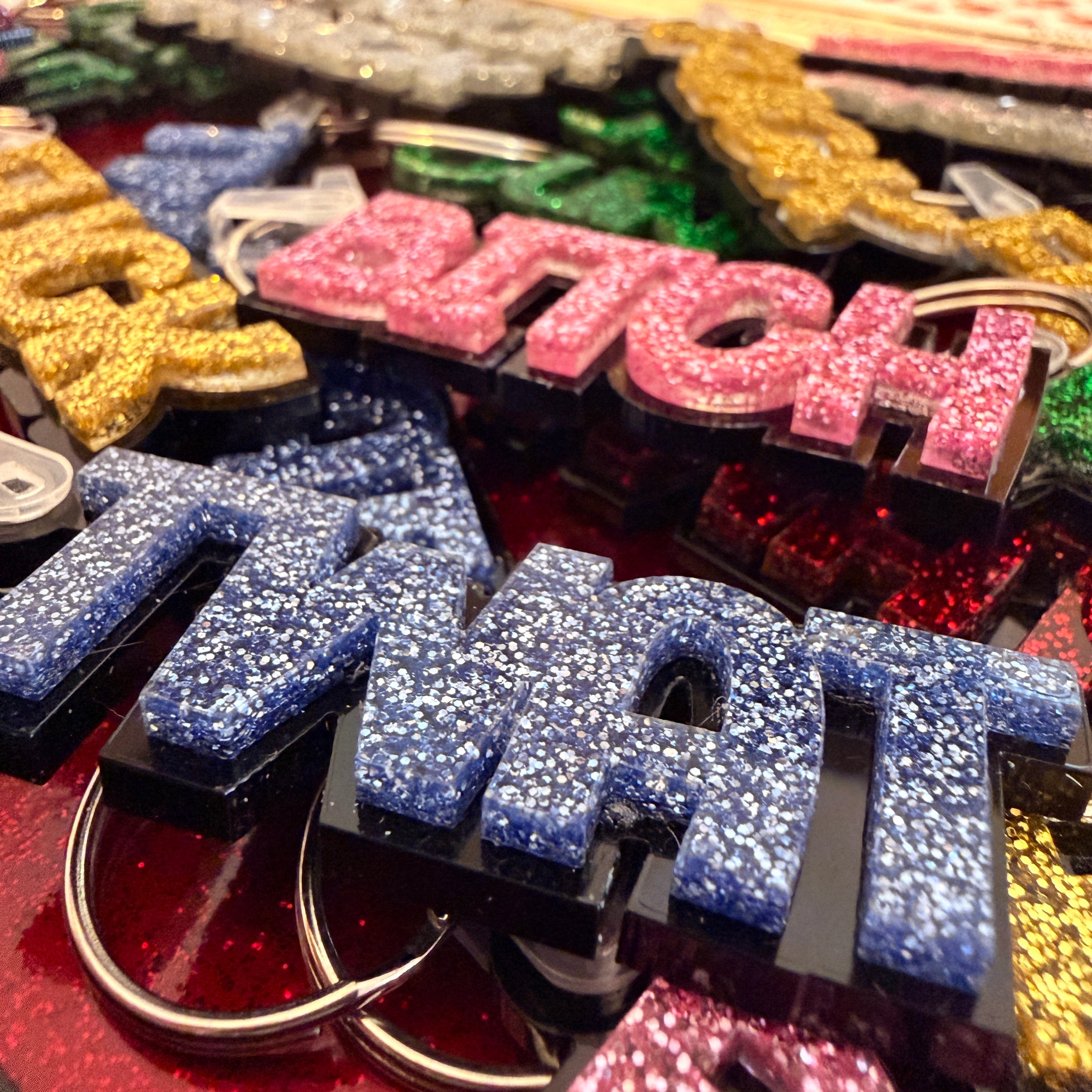 Glitter 3D Sweary Keyrings - FREE POSTAGE