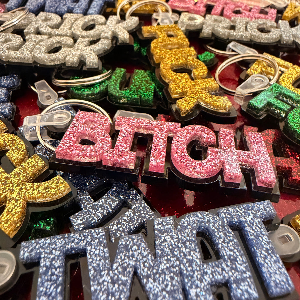 Glitter 3D Sweary Keyrings - FREE POSTAGE