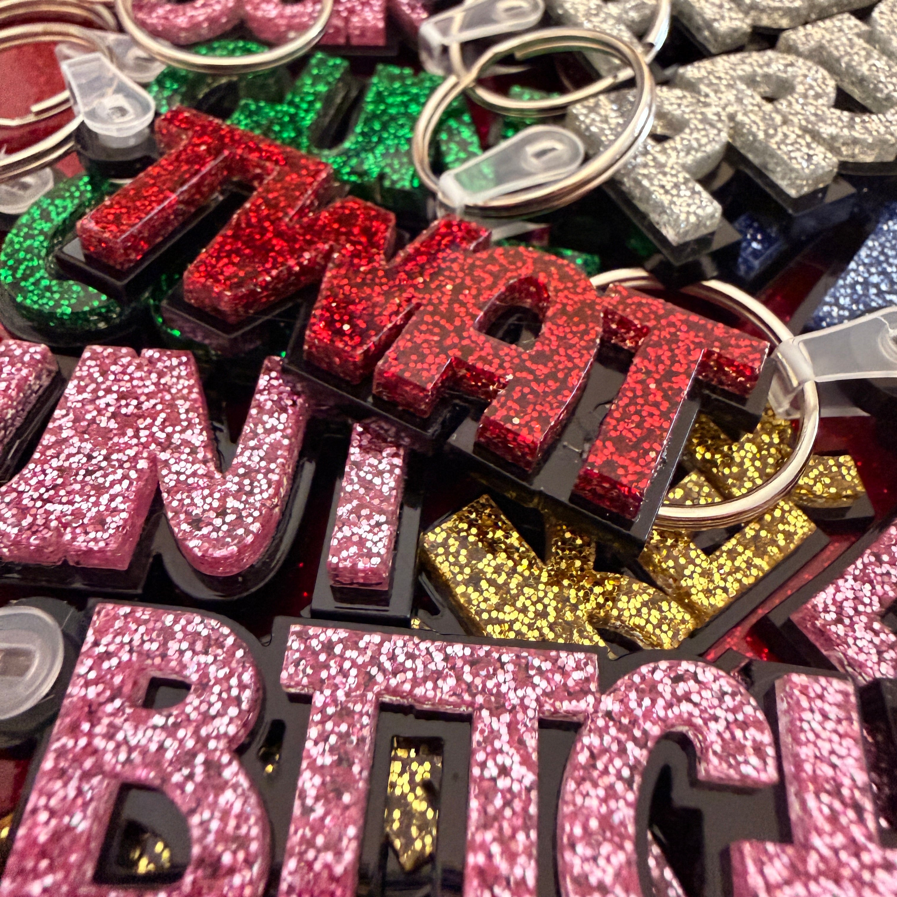 Glitter 3D Sweary Keyrings - FREE POSTAGE