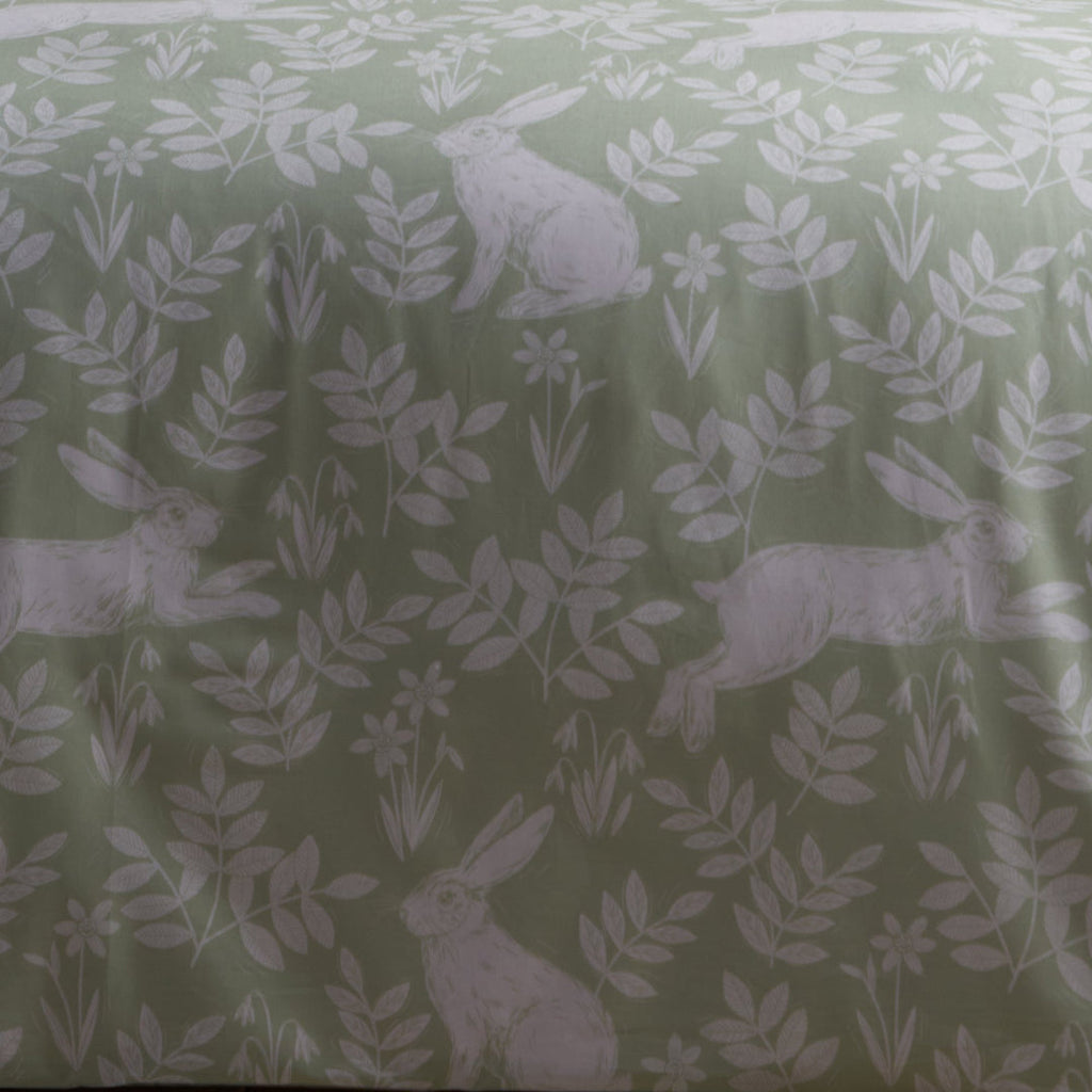 Duvet Cover Set Spring Rabbits in Green