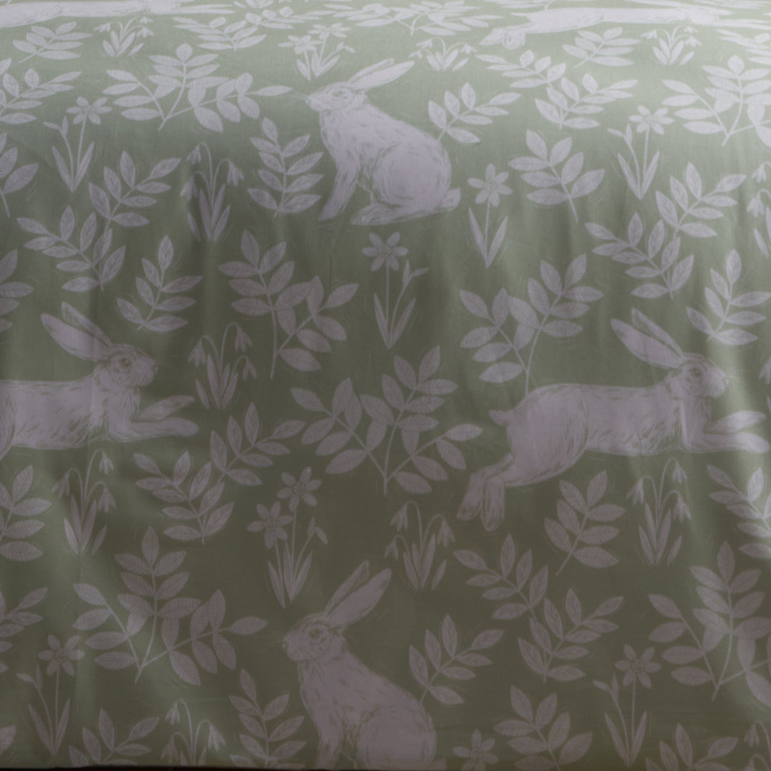 Duvet Cover Set Spring Rabbits in Green