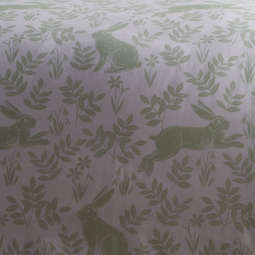 Duvet Cover Set Spring Rabbits in Green