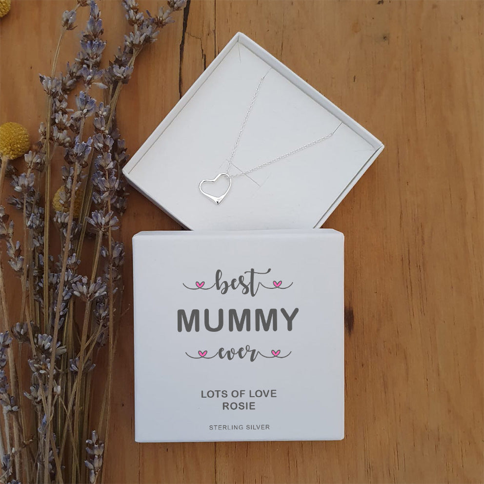 Best . . . Ever Heart Pendant - Sterling Silver - Personalised Box
