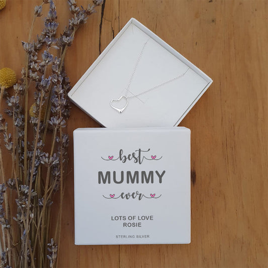 Best . . . Ever Heart Pendant - Sterling Silver - Personalised Box