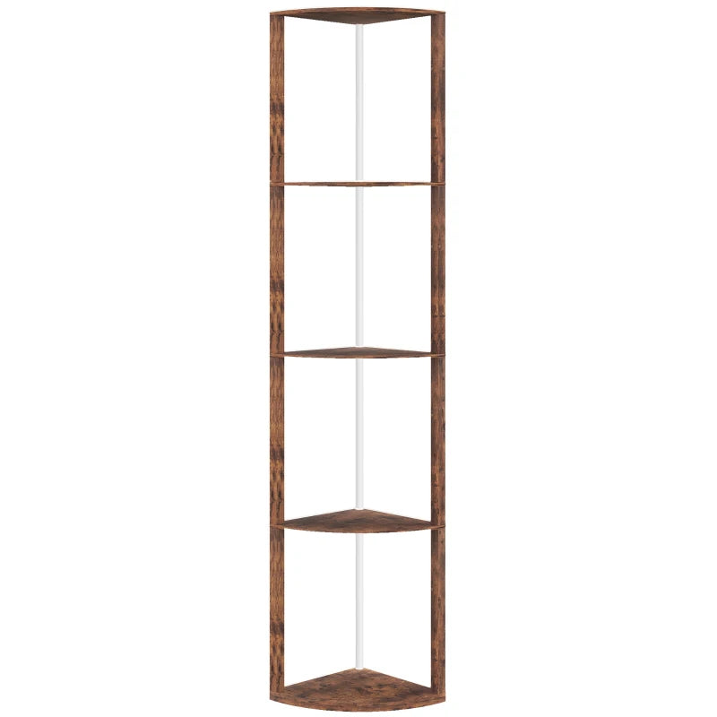 RGB Standing Lamp with Shelves, 4-Tier LED Floor Lamp with Multiple Lighting Modes, Rustic Brown