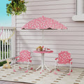 Kids Patio Table and Chair Set, Kids Garden Furniture with Umbrella - Pink