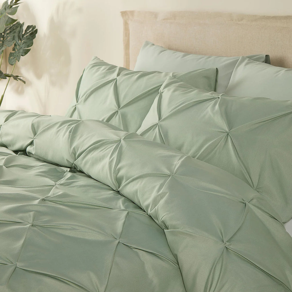 Lara Duvet Cover Set in Steel/Sage