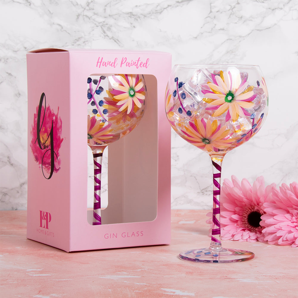 Summer Daisies Gin Glass - Hand Painted