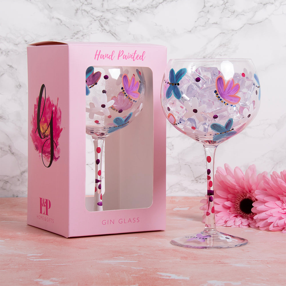 Butterflies Gin Glass - Hand Painted