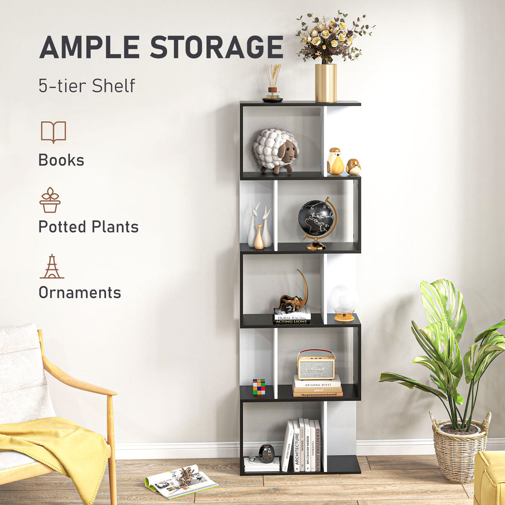 S-Shaped Wooden Freestanding Storage Shelf - Colour Options