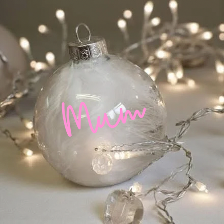 Personalised Feather-Filled Glass Bauble – 7cm