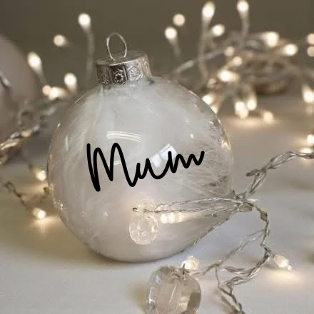 Personalised Feather-Filled Glass Bauble – 7cm