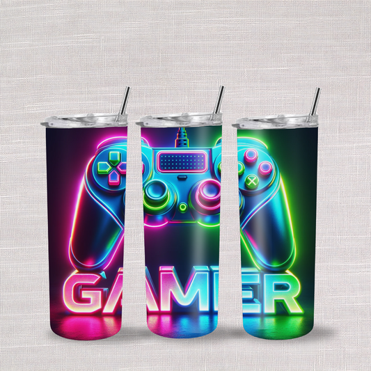 Neon Gamer 20oz Stainless Steel Skinny Tumbler