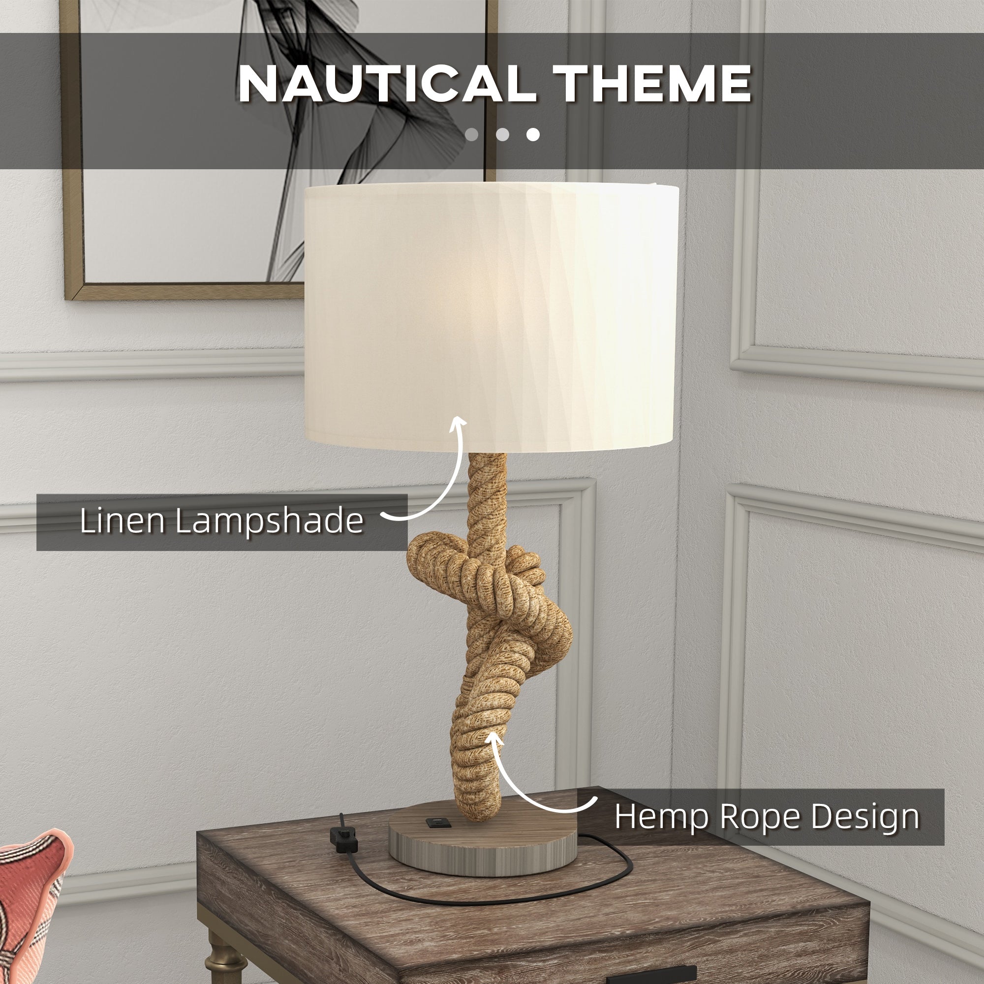 Nautical LED Table Lamp with USB Charging Port