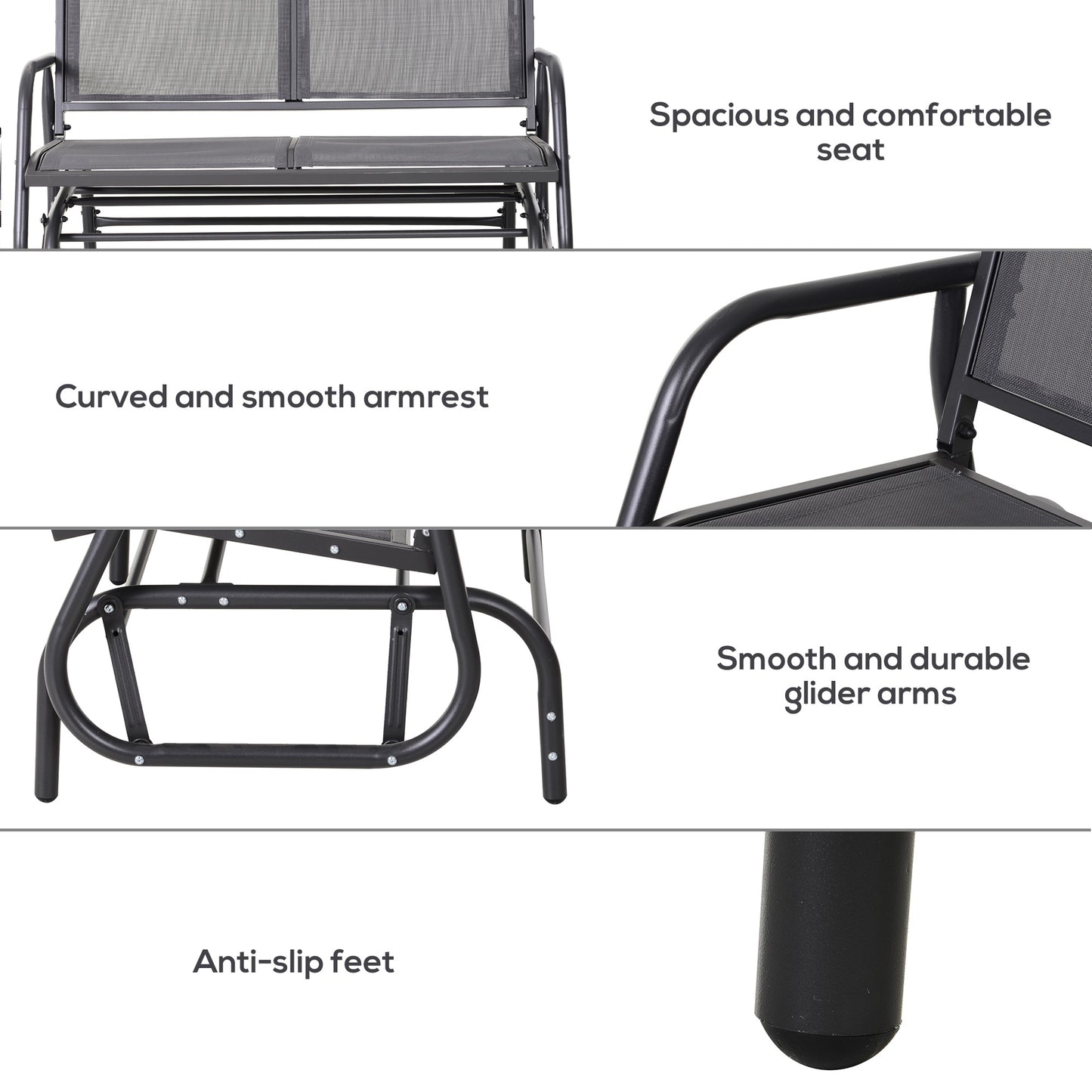 2-Person Outdoor Glider Bench Patio Double Swing Gliding Chair Loveseat