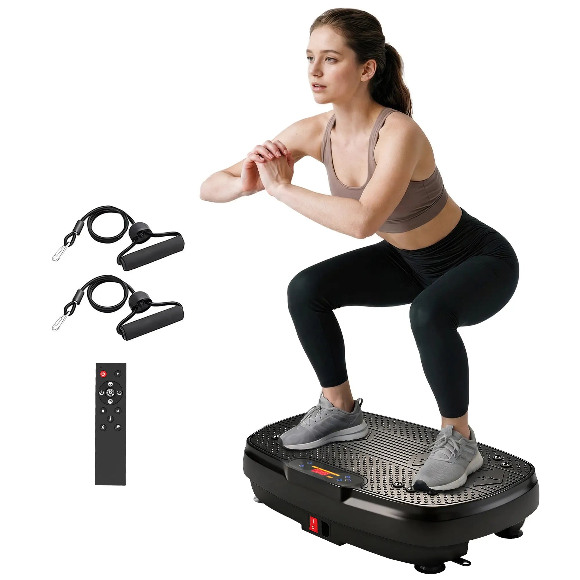 Vibration Plate Exercise Machine with 120 Speed Levels, 5 Programs, Quiet Vibrating Plate with Resistance Bands