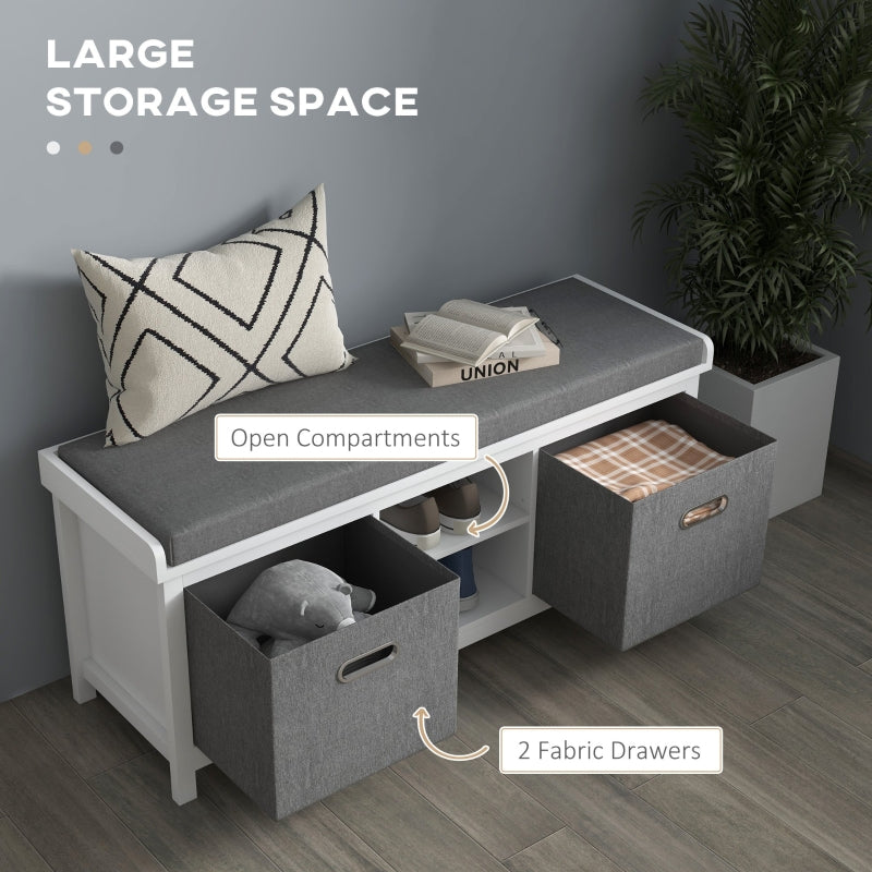 Shoe Bench with Cushioned Seat & Fabric Drawers