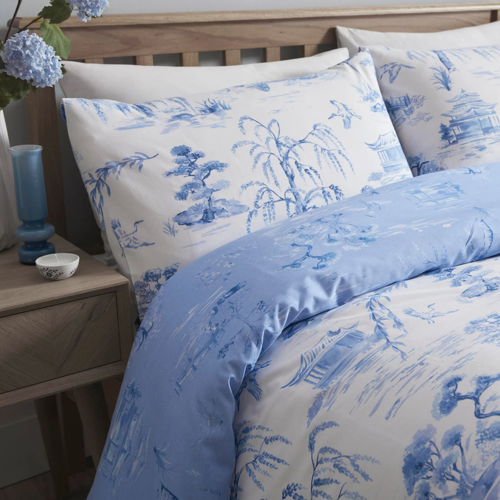 Oriental Garden Bedding Set Grey Or Blue