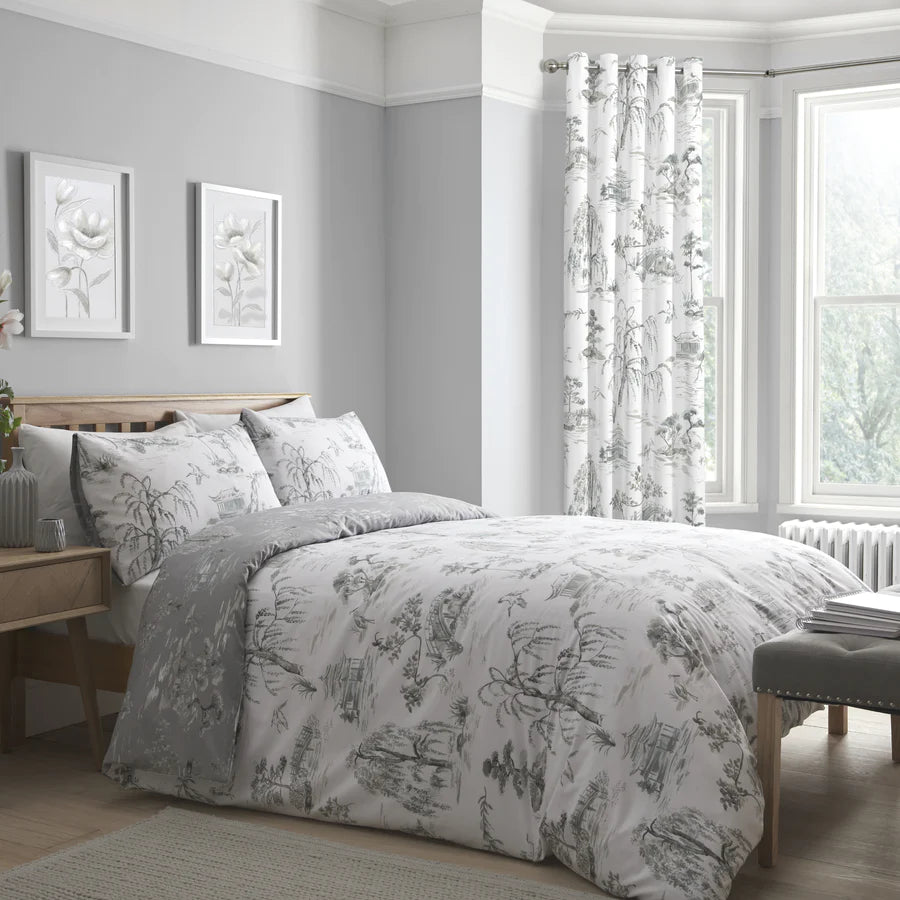 Oriental Garden Bedding Set Grey Or Blue