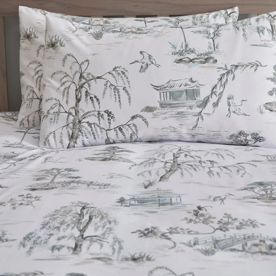 Oriental Garden Bedding Set Grey Or Blue