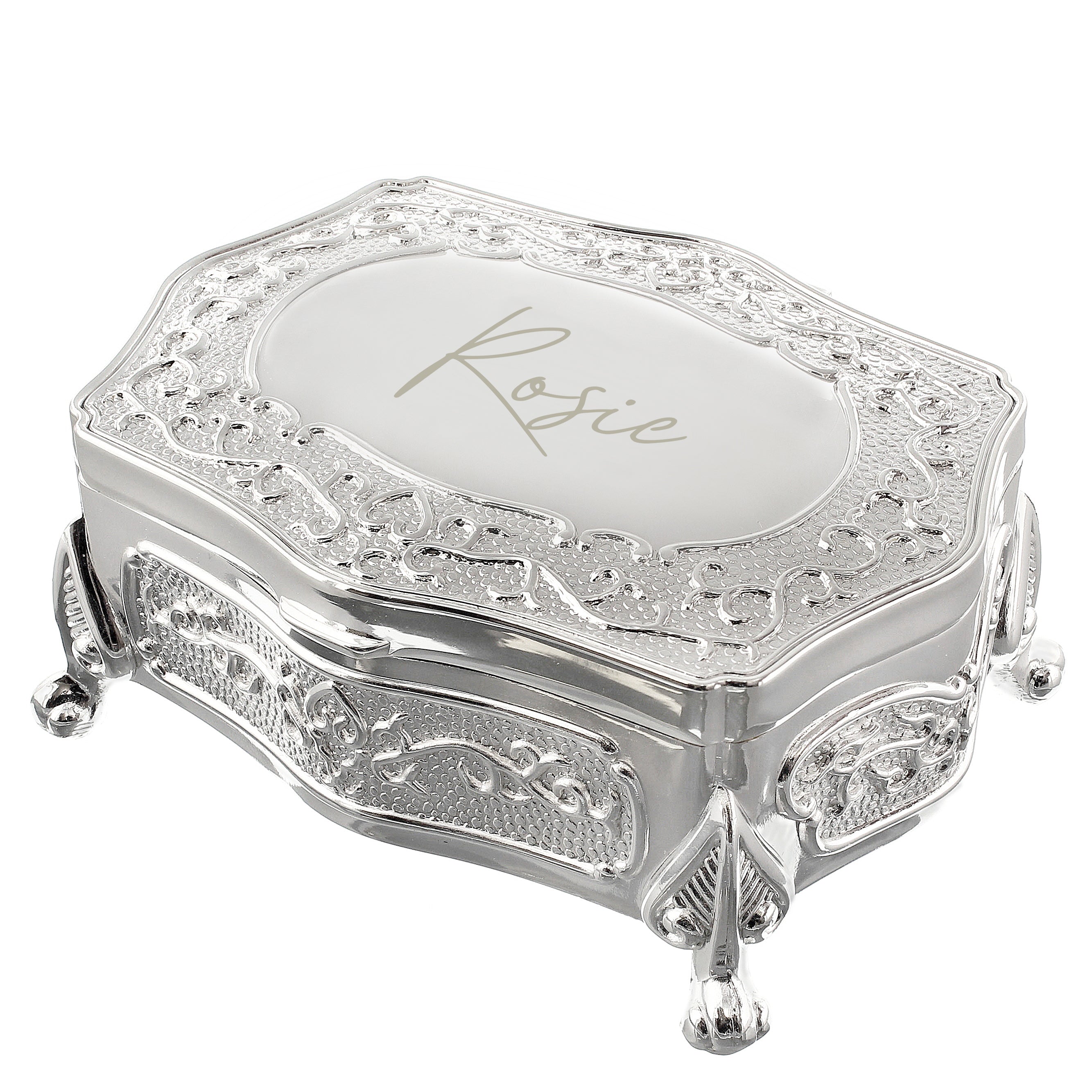 Personalised Small Silver Plated Jewellery Box