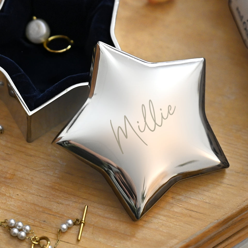 Personalised Engraved Name Star Trinket Box