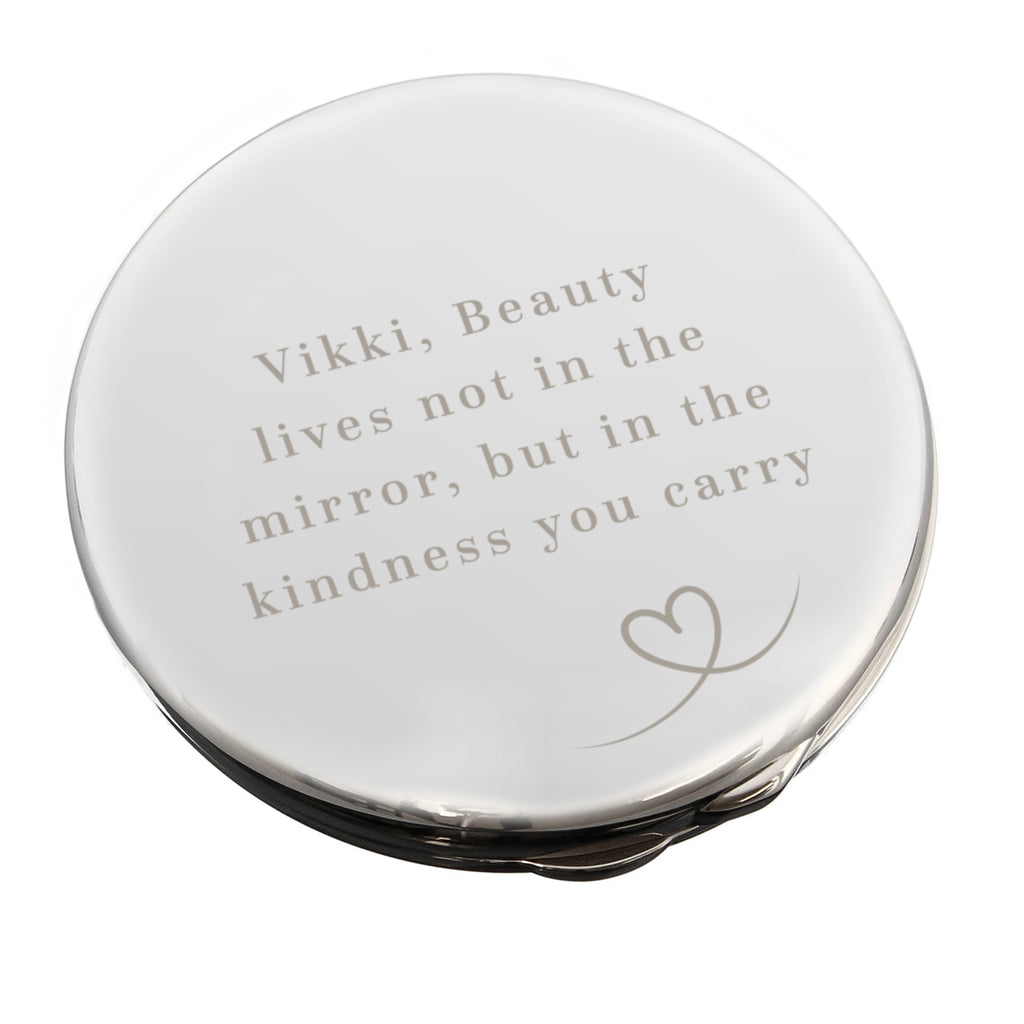 Personalised Heart Round Compact Mirror