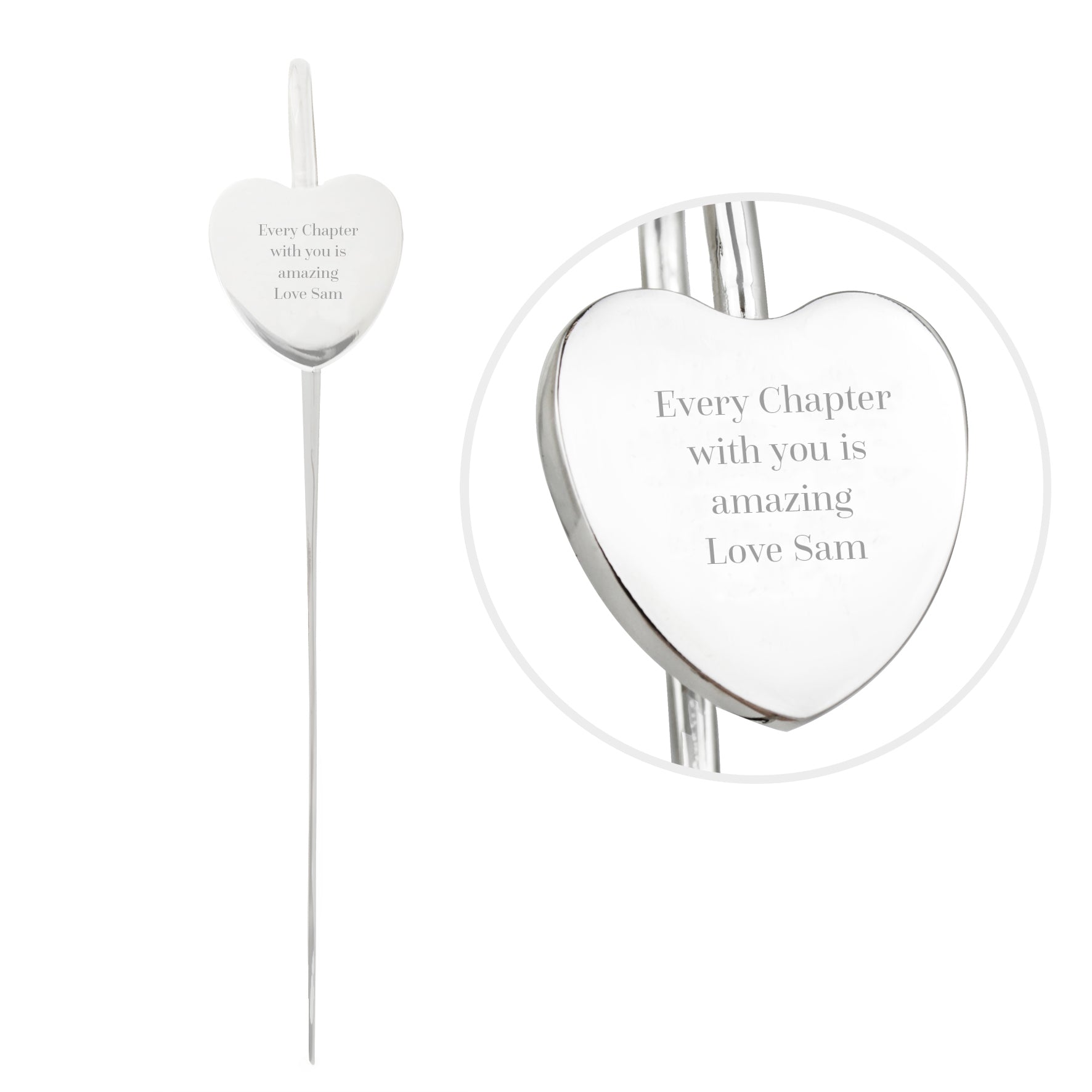Personalised Engraved Silver Heart Bookmark