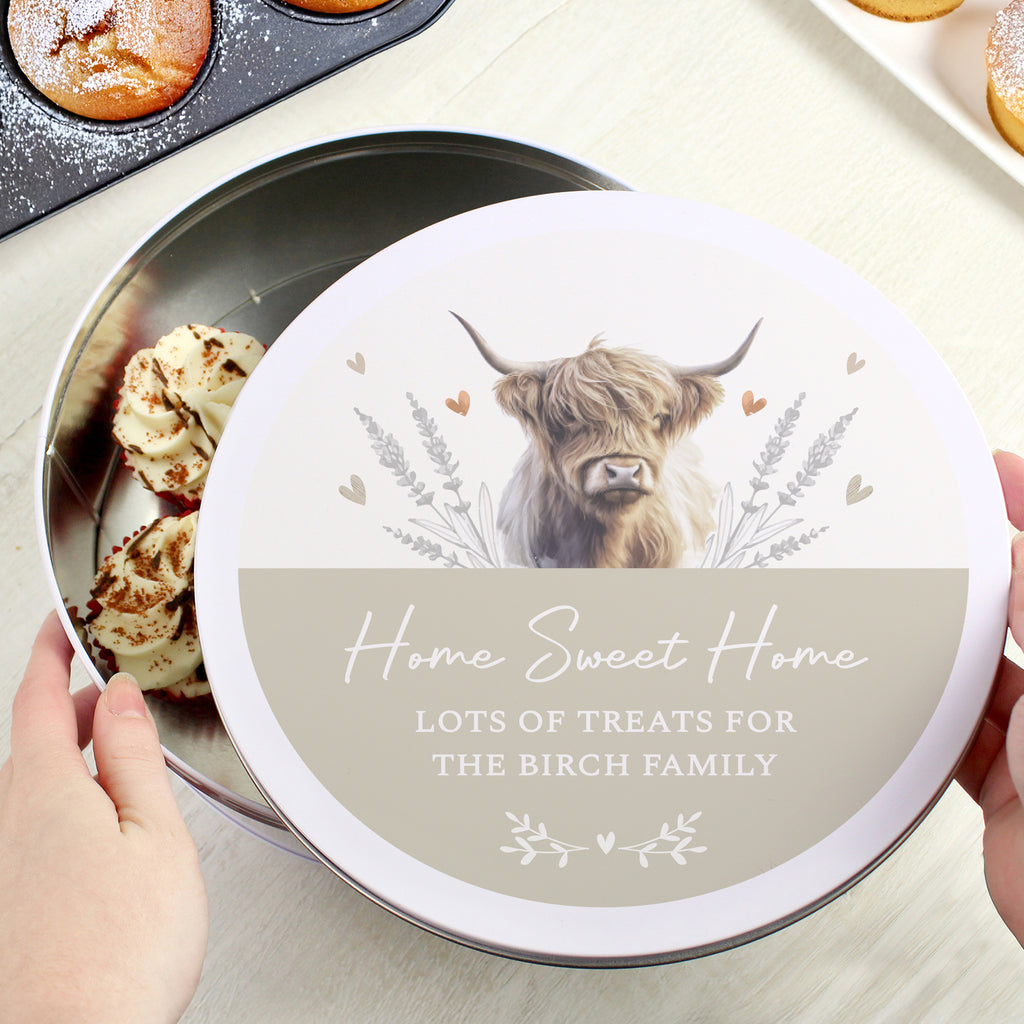 Personalised Highland Cow Cake Tin