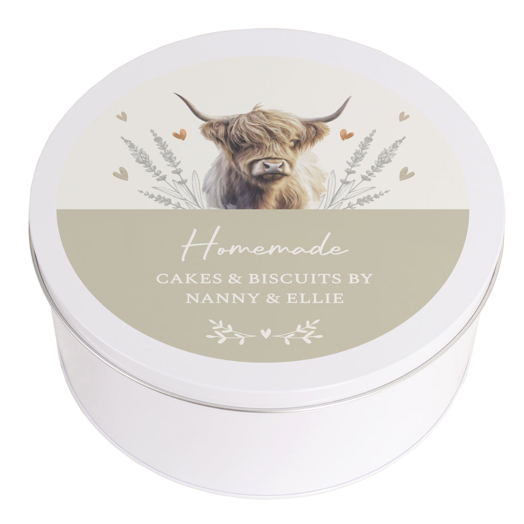 Personalised Highland Cow Cake Tin