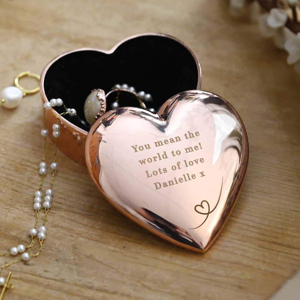 Personalised Rose Gold Heart Trinket Box