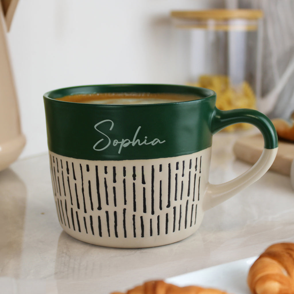 Personalised Green Dipped Dash Ceramic Mug