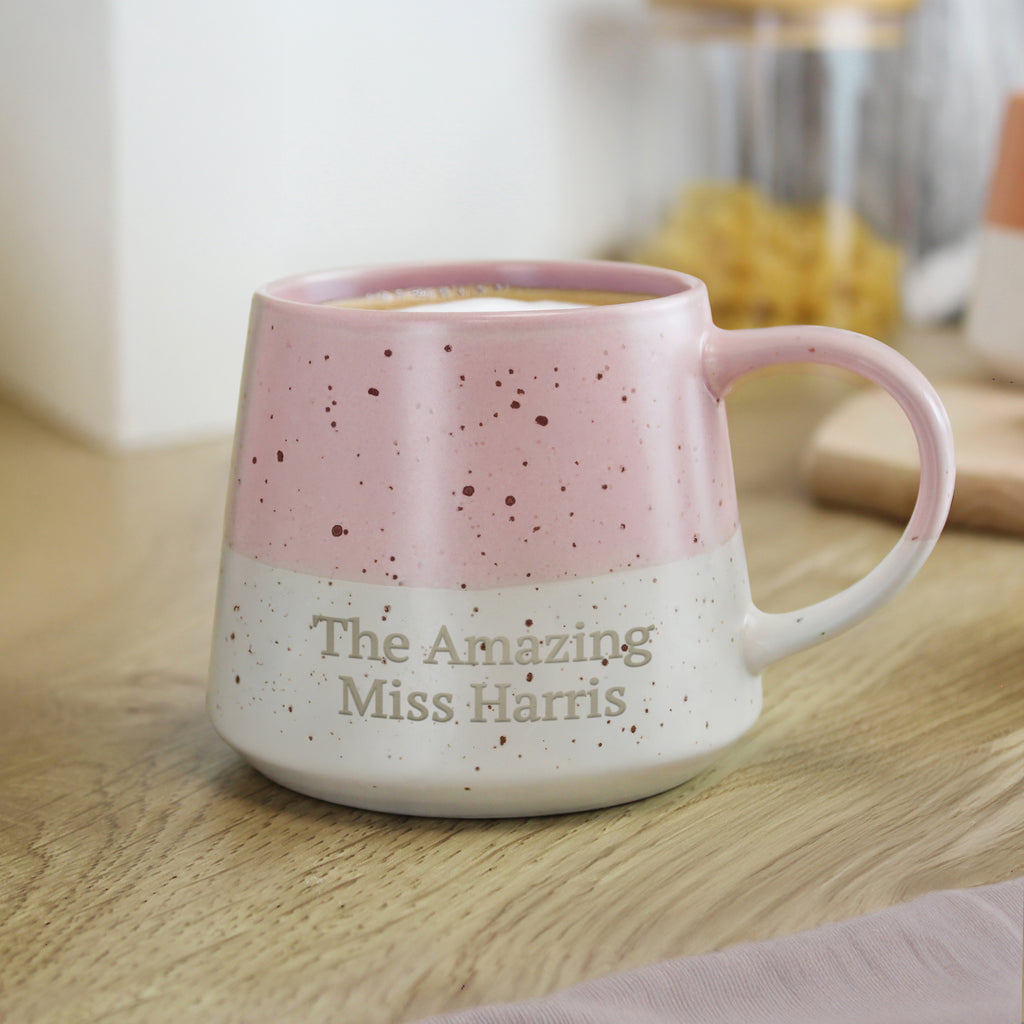 Personalised Pink Speckled Ceramic Mug