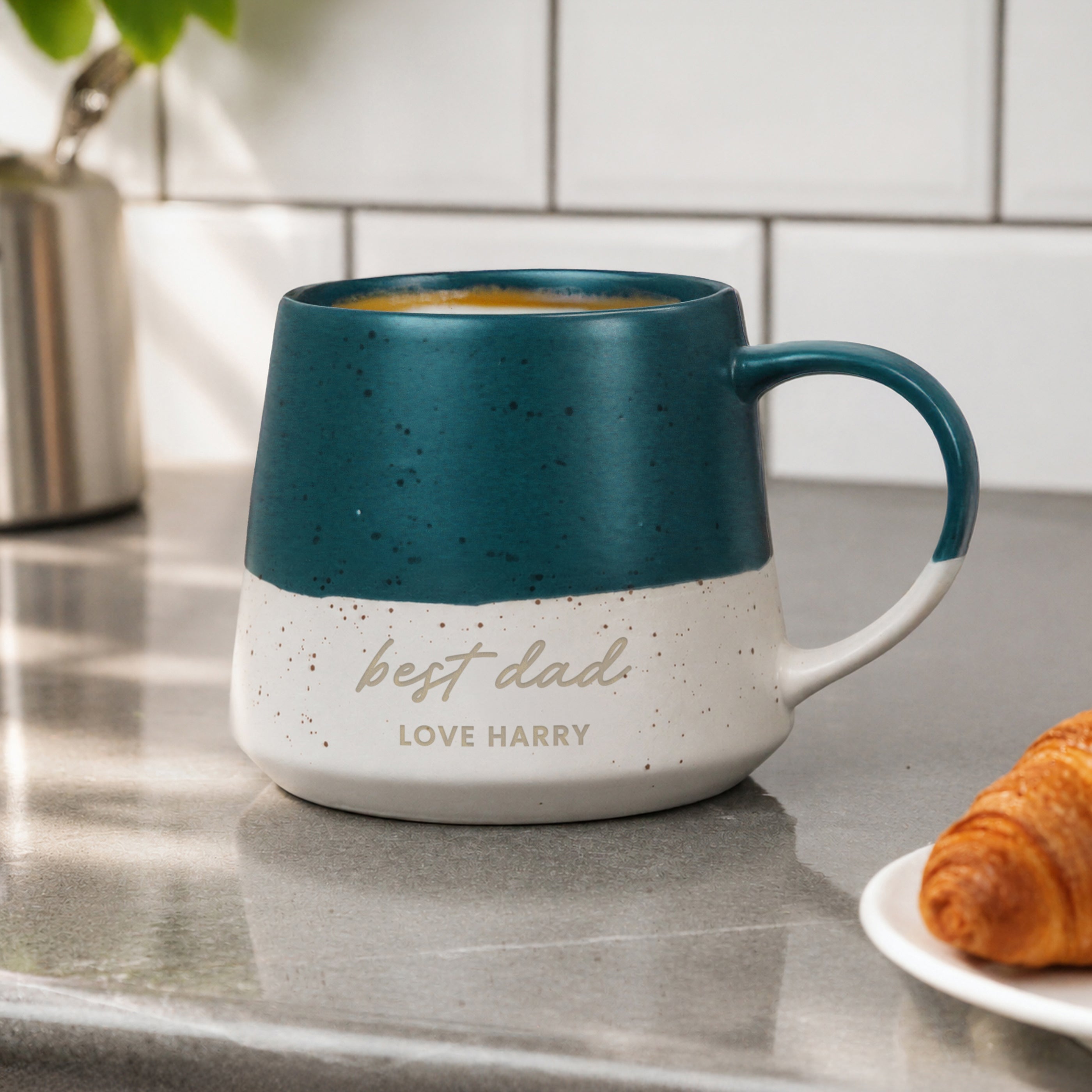 Personalised Message Blue Speckled Ceramic Mug